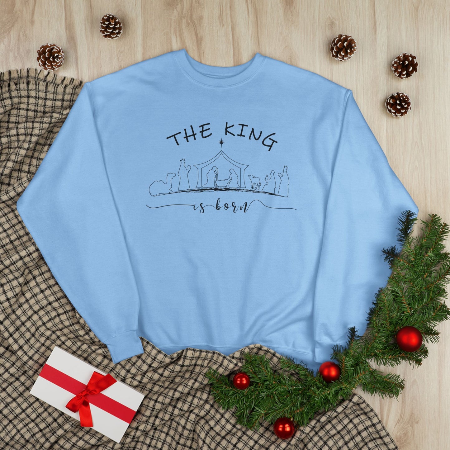 The King is born, Nativity Crewneck | Bible Verses